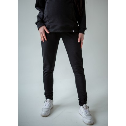 Лосины с животом в рубчик для беременных Черные